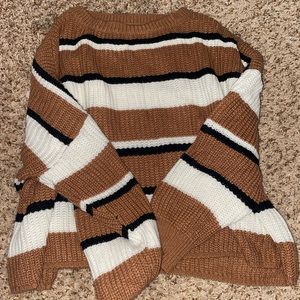 shein brown, black, white sweater